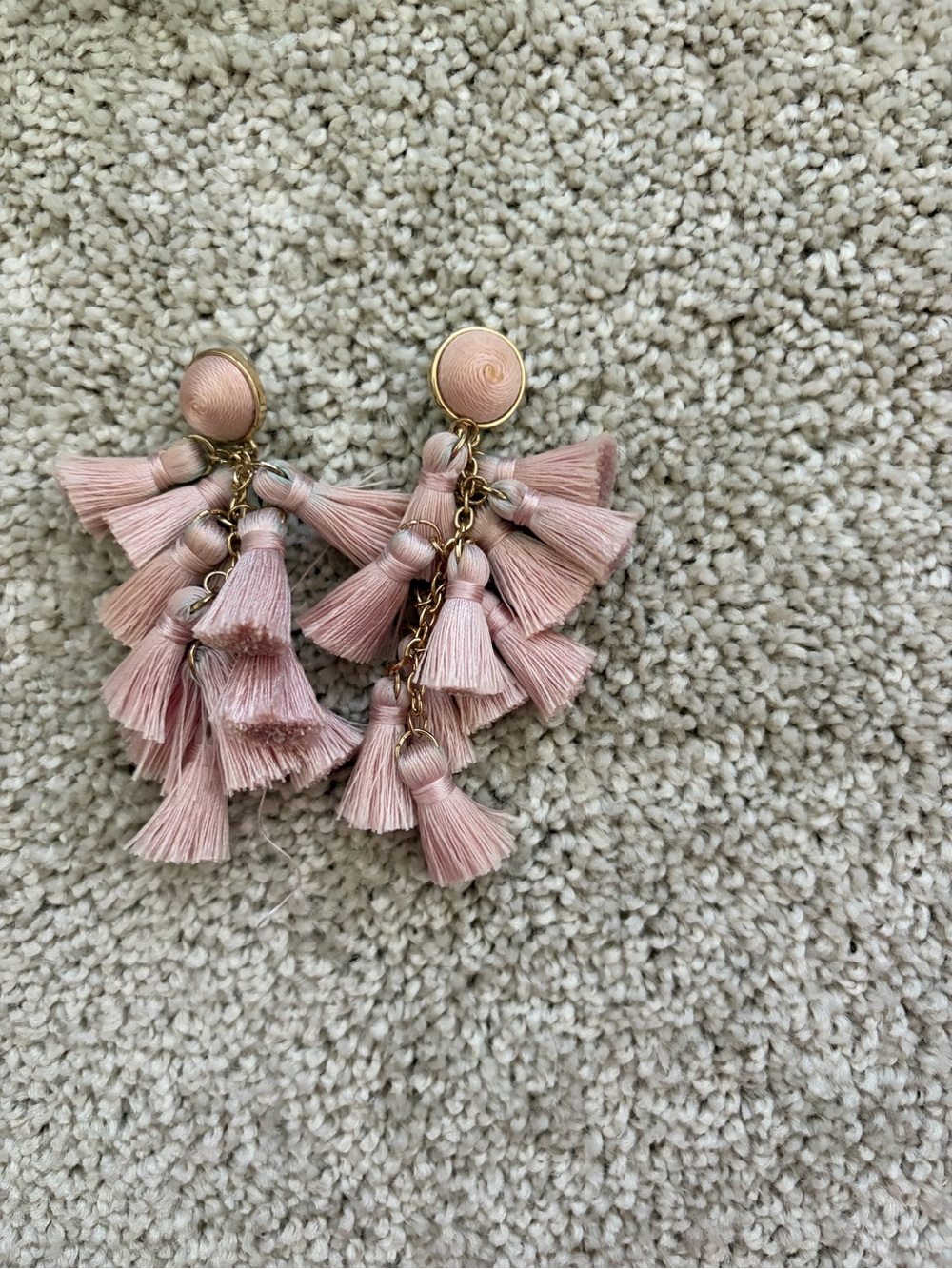 Pink Tassel Statement Earrings - Unbranded